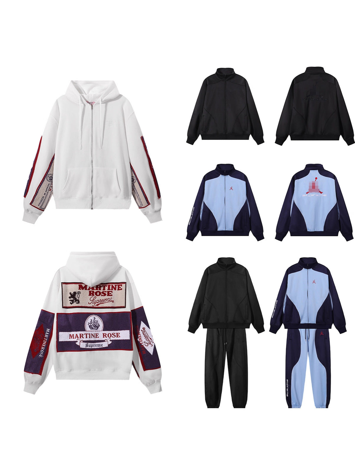 Gmabcd-sup Hoodie Collaboration Joe Loose Fit Autumn Winter Fleece Zipper Jacket Street Fashion Patchwork Hooded Sweatshirt