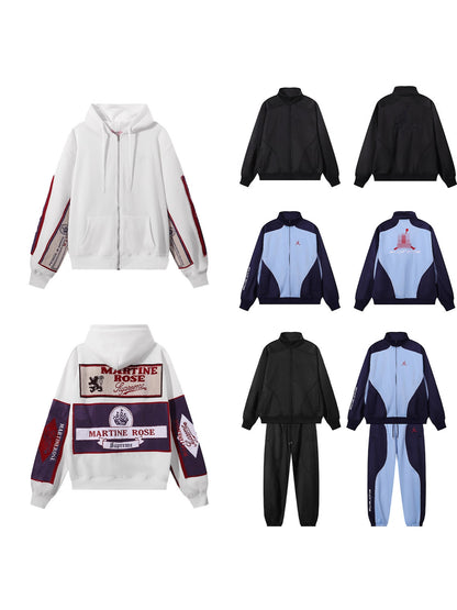 Gmabcd-sup Hoodie Collaboration Joe Loose Fit Autumn Winter Fleece Zipper Jacket Street Fashion Patchwork Hooded Sweatshirt