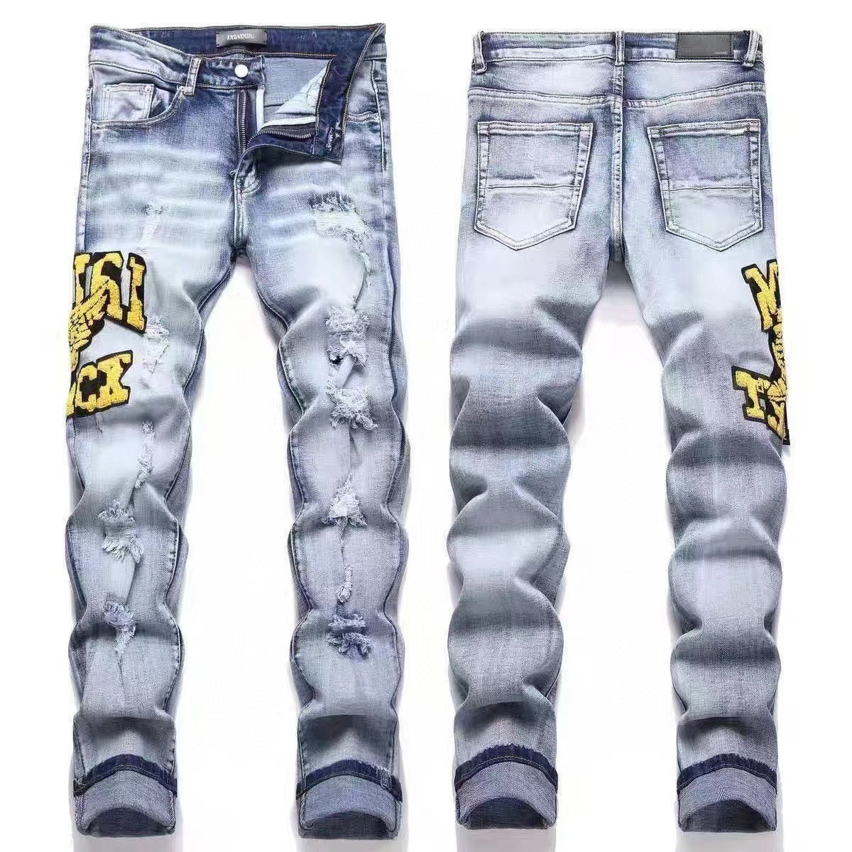 GMAM Heavy Craft Washed Distressed High Street Embroidered Unisex Jeans