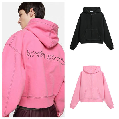 1996 Embroidered Logo Letter Zip-Up Loose-Fit Unisex Hooded Sweatshirt (Part 2)