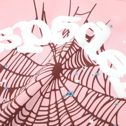 Pullover Pink Sweatshirt Unisex Fashion Classic Spider Web Print Hoodie