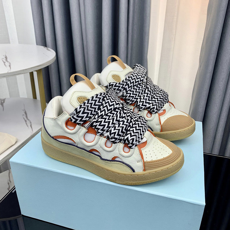GMabcd Thick-Soled Lace-Up Dad Shoes Couple Training Shoes Casual Sneakers