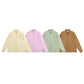Trendy Brand Am* Small Heart Embroidered Shirt Casual Loose Fit Unisex Couple Style Amy Cotton Long Sleeve Top