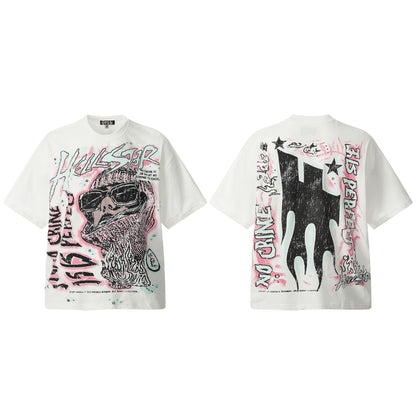 2025 Summer New European and American Trendy Brand Unisex Couple's Plus Size Loose Pullover Short Sleeve T-Shirt Youth Tee