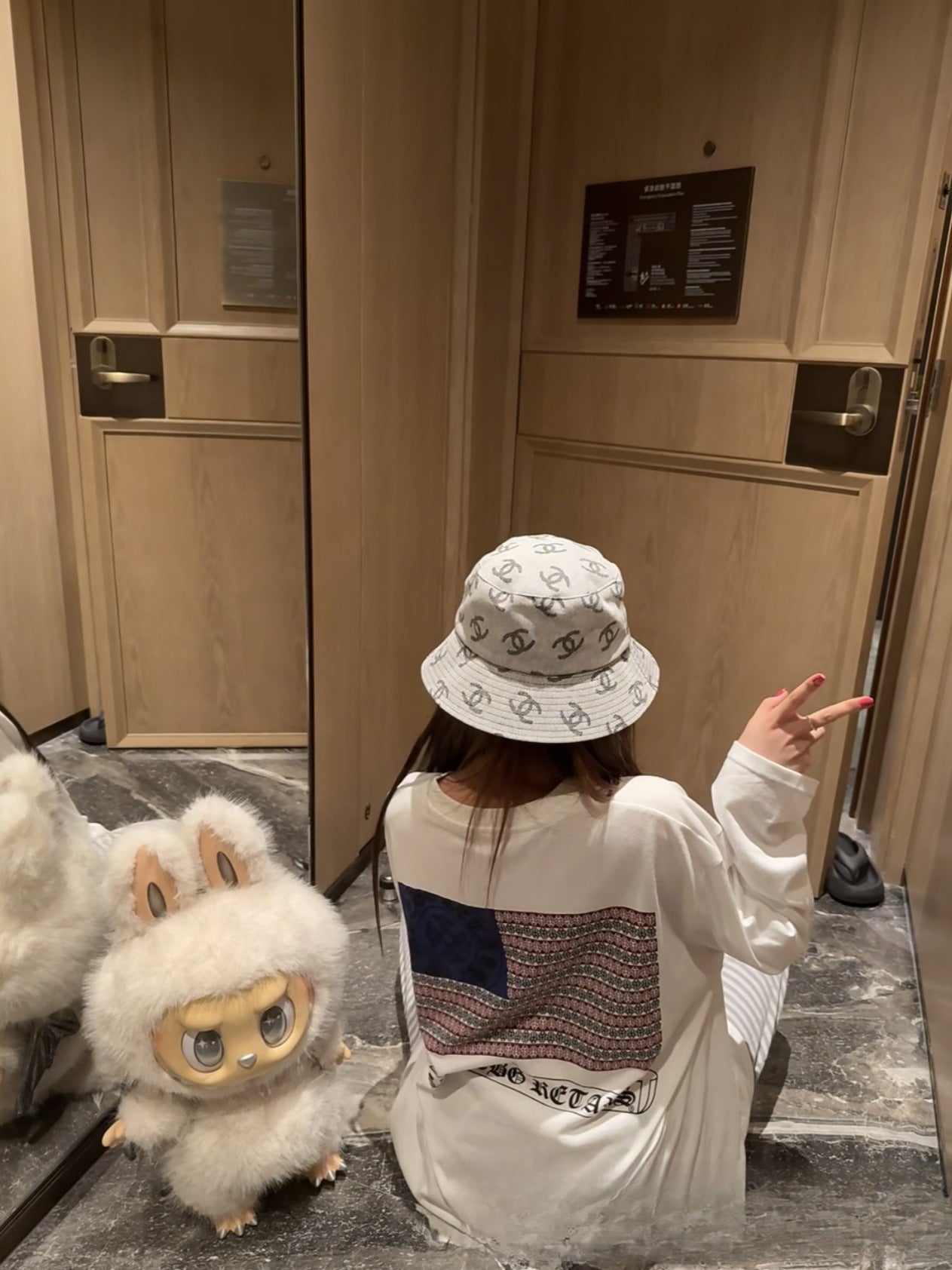 25ss New Ch Crow Snowflake Cotton Long Sleeve Summer Thin Loose Lazy Back Print T-Shirt Women Round Neck