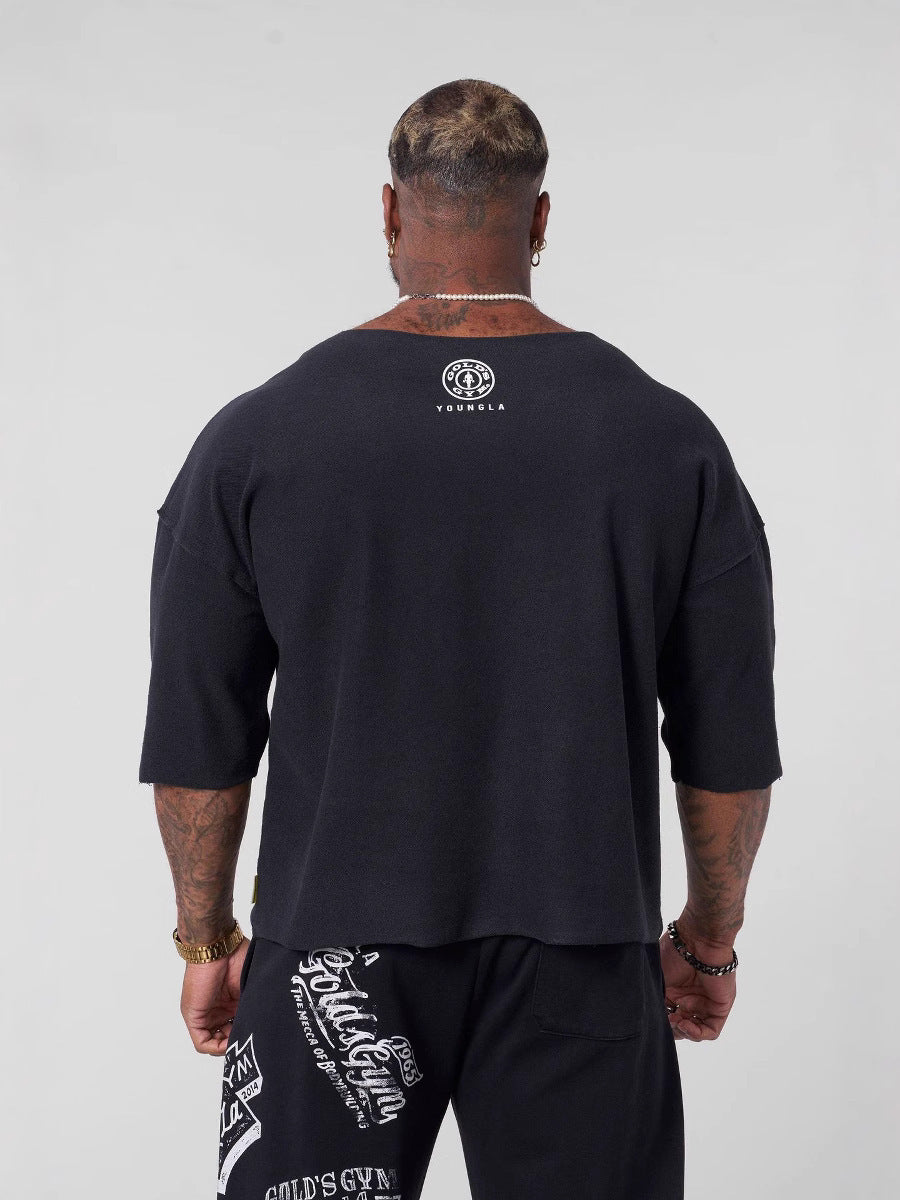 YOUN-GLA Collaboration GOLD'S Summer New Men's T-Shirt Jogger Sports Fitness Cotton Loose Short Sleeve