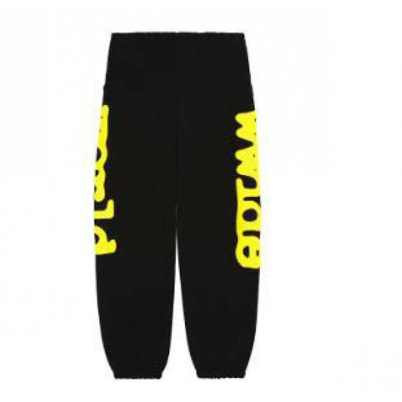 [Fleece Lined]Young Thug American Style Brand Sp5DER 555555 Spider Web Foam Print Casual Unisex Sweatpants