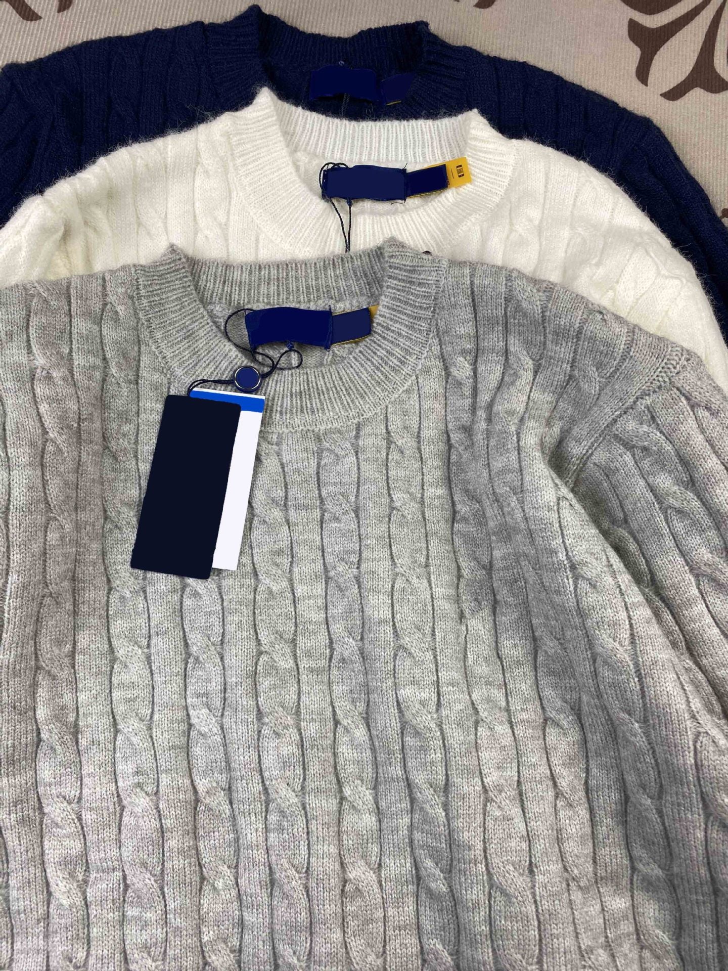 RL Sweater Women Embroidered Round Neck Knitwear Men Autumn Winter Warm Cable Couple