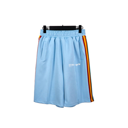 PA Angel Trendy Brand Striped Rainbow Ribbon Shorts Unisex Couple Fog High Street Palm Tree Loose Five-Point Pants