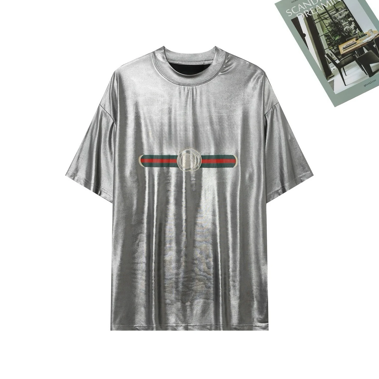 2025 New Design Men's and Women's Matching Ice Silk Cotton Short Sleeve T-shirts, Silver and Gray Dual-color Ultra-Chic Short Sleeves