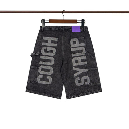 That's A Awful Lot of Cough Syrup Rhinestone Washed Denim Streetwear Pants