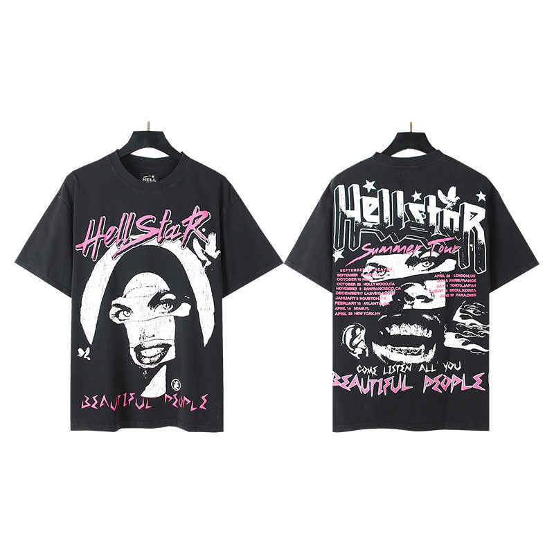 [2]2025 Summer New American Fashion Brand Male and Female Couples Wear plus Size Loose Pullover Short Sleeve T-shirt Youth Tee