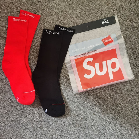 2-Pack Trendy Socks Hane Crew Socks Towel Bottom Trendy Brand Sports Basketball Mid-Calf Socks