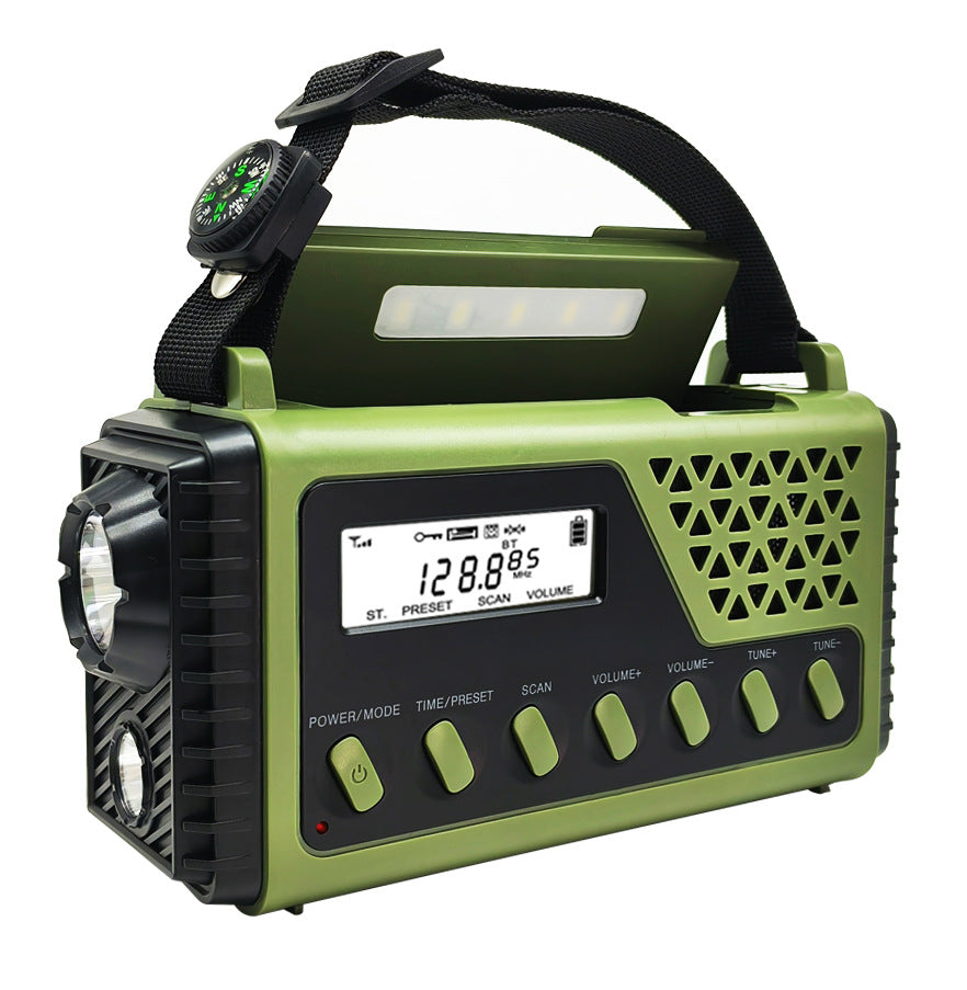 GMABCD Multifunctional Outdoor Solar Hand Crank Emergency Radio AM/FM/SW/BT Bluetooth Radio