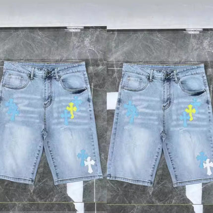 24ss Ch Heavy Industry Cross Patch Denim Shorts Couple Shorts