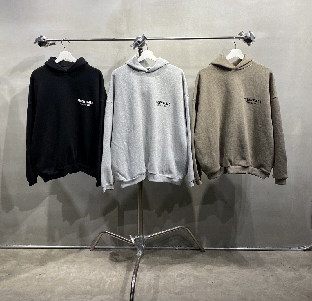 FOG Double-Line Classic Hoodie with Front 3D Letters Loose Fit Unisex Essentials Sweatshirt