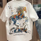 Summer New Foam Print Embroidered Round Neck Short Sleeve Men's Trendy Fashion Loose Versatile Cool Casual Half Sleeve