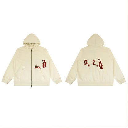 GMabcd Casual Set God-peed Patch Letter Cardigan Hoodie High Street Men's Casual Sweatshirt Sweatpants