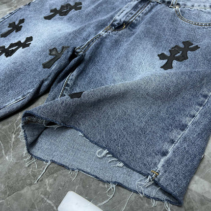 24ss Ch Heavy Industry Cross Patch Denim Shorts Couple Shorts