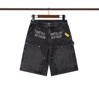 That's A Awful Lot of Cough Syrup Rhinestone Washed Denim Streetwear Pants