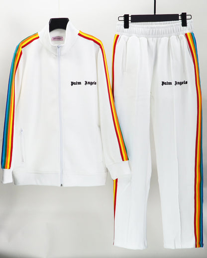24SS Retro Trend Angel Color Block Embroidered Casual Jacket Top Jacket Set Long Pants Sweatshirt Trend