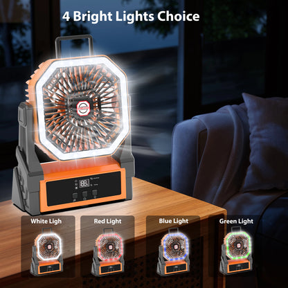 2025 model display screen charging fan lamp tent camping fan portable outdoor fan