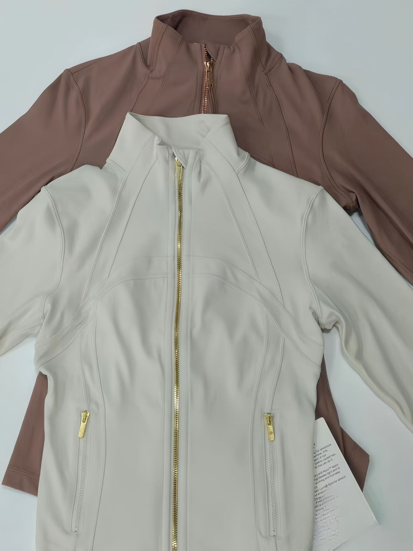 Lulu Short Define Same Style Yoga Jacket Spring Summer Stand Collar Women's Jacket Stretch Slim Fit Sports Fitness Long Sleeve Top