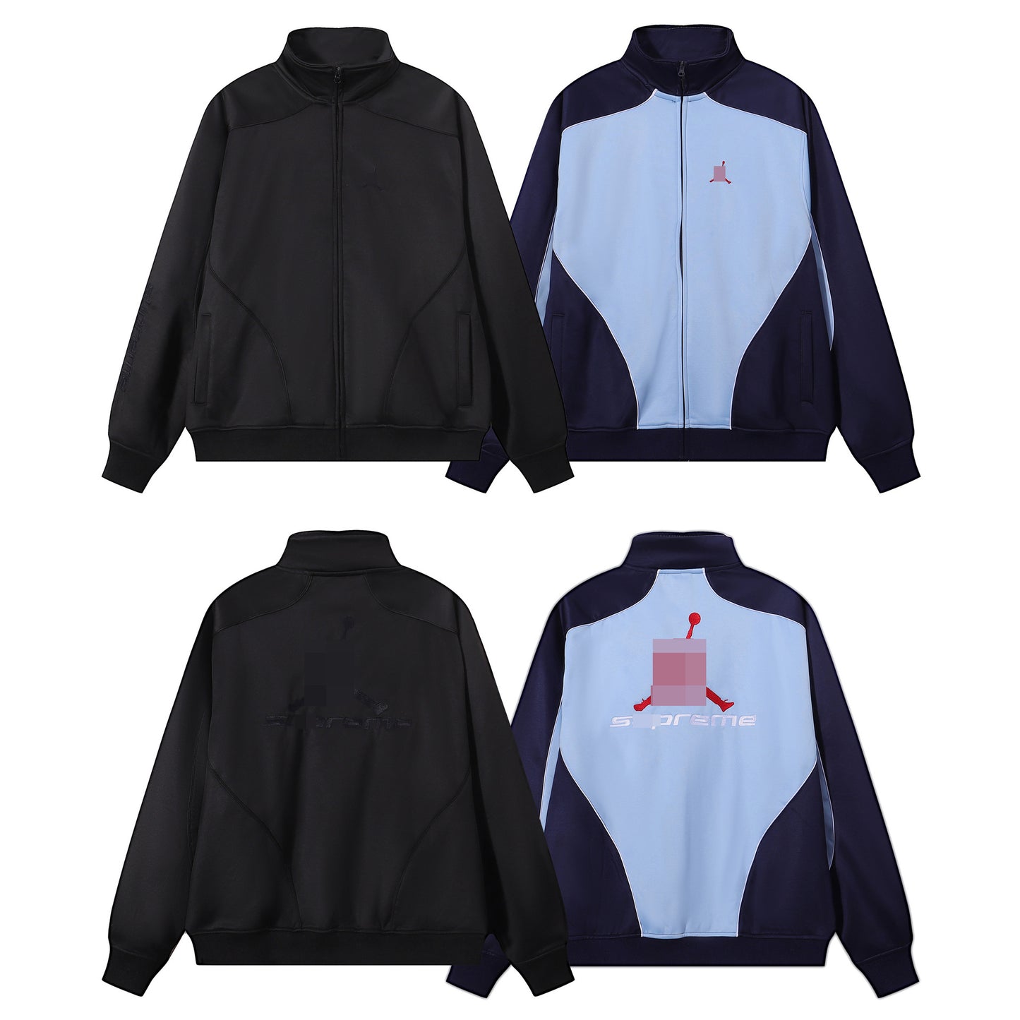 Gmabcd-sup Hoodie Collaboration Joe Loose Fit Autumn Winter Fleece Zipper Jacket Street Fashion Patchwork Hooded Sweatshirt