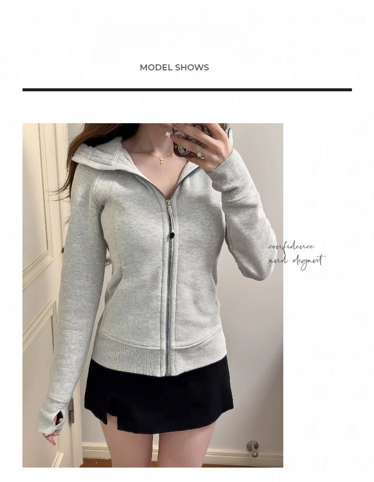 Lulu Same Style Scuba Women's Zipper Hooded Sweatshirt Autumn Winter Women's Outdoor Casual Warm Top Sports Jacket