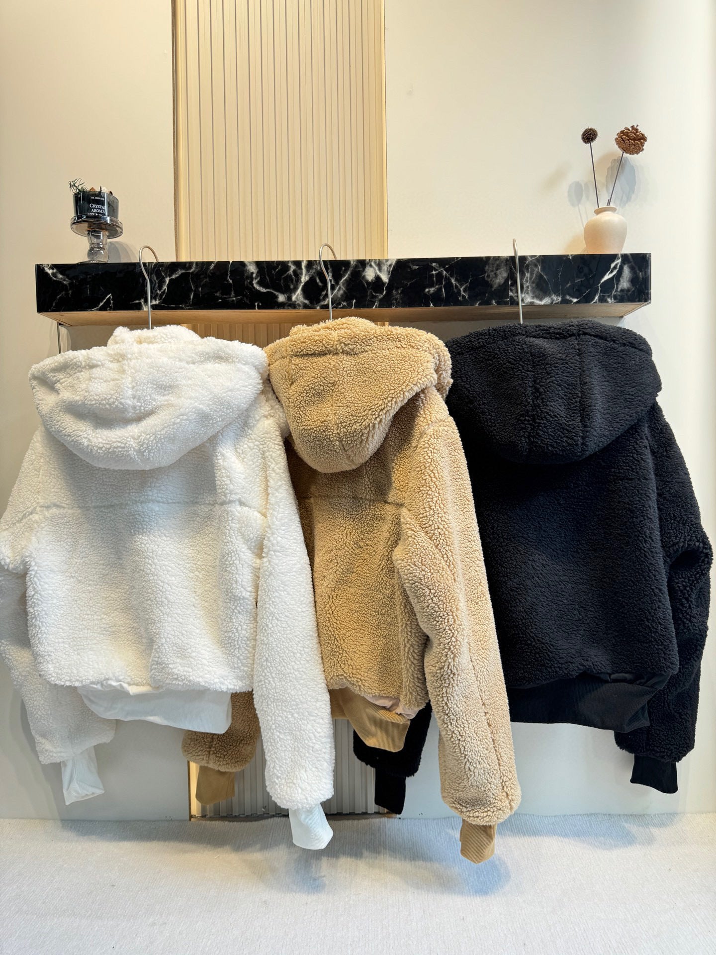 GMa-l-o Lamb Wool Detachable Hooded Short Women's Autumn Winter Casual Warm Zipper Jacket