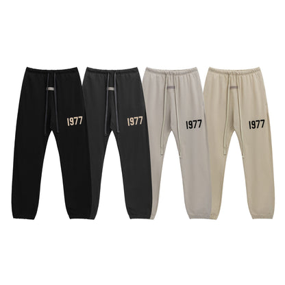 2025 New FOG 1977 Flocked Print Digital High Street European and American Style Sweatshirt Loose Casual Pants Unisex Set