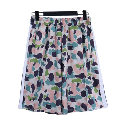 PA Angel Trendy Brand Striped Rainbow Ribbon Shorts Unisex Couple Fog High Street Palm Tree Loose Five-Point Pants