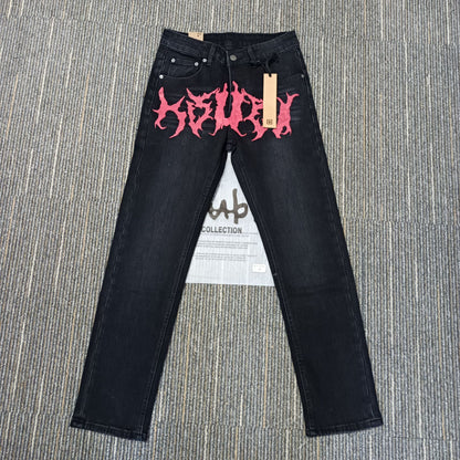 Men's KSB Jeans Straight Leg Ripped Stretch American High Street Casual Men's Jeans