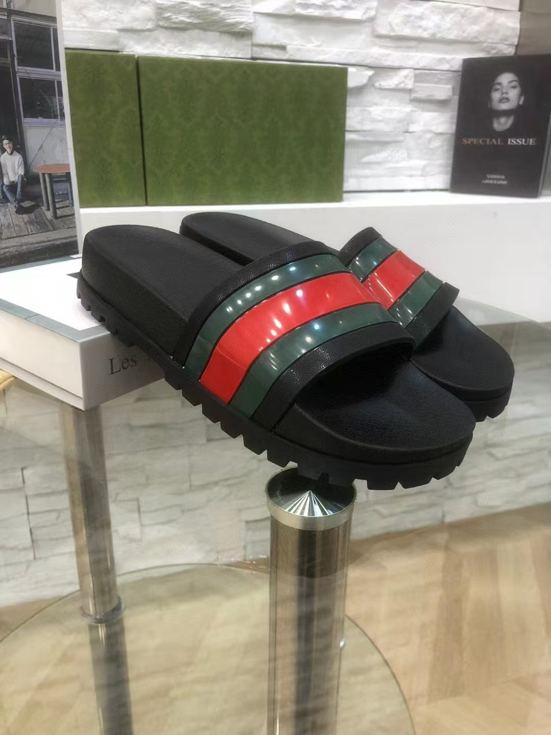 Summer Stripes Slippers Indoor and Outdoor Korean Style Couple Word Non-Slip Bathroom Home Fashion Trend