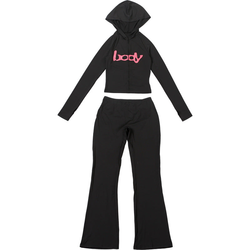 2025 Autumn Women's New Fashion Hooded Camouflage Print Long Sleeve Sports Trendy Slim Fit Long Pants Two-Piece Set