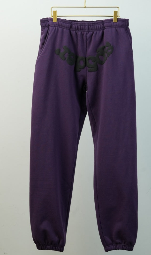 [Fleece Lined]Young Thug American Style Brand Sp5DER 555555 Spider Web Foam Print Casual Unisex Sweatpants