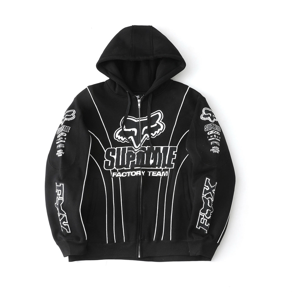 Sup x Fox Collab Fleece-Lined Zip-Up Hooded Sweatshirt Jacket Unisex