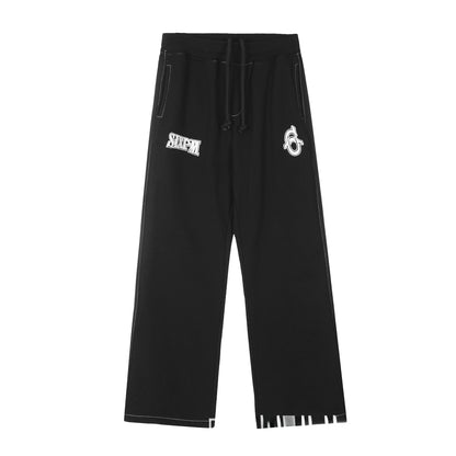 SIXPM American Retro Youth Trendy Outerwear Fashion Zipper Hoodie Fleece Set Pants Unisex Winter