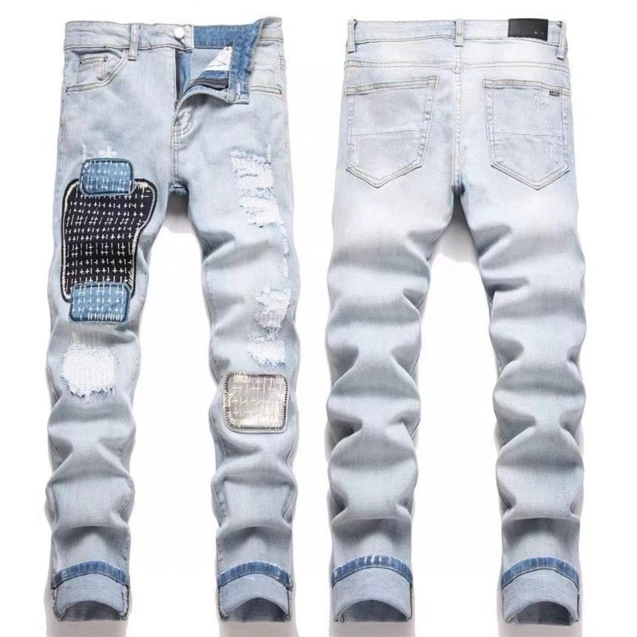 GMAM Heavy Craft Washed Distressed High Street Embroidered Unisex Jeans