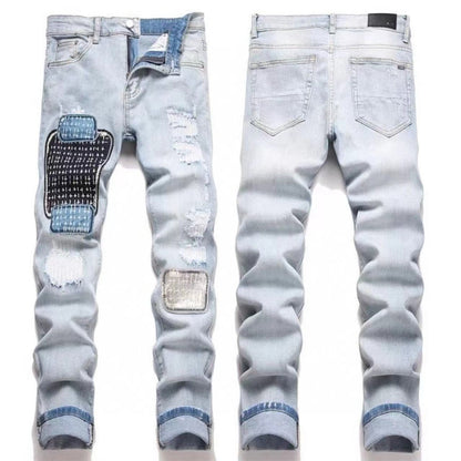 GMAM Heavy Craft Washed Distressed High Street Embroidered Unisex Jeans