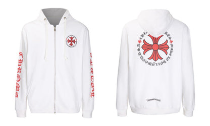 CH Autumn Winter New Cross Scroll Simple Classic Hooded Sweatshirt Zipper Pure Cotton Jacket