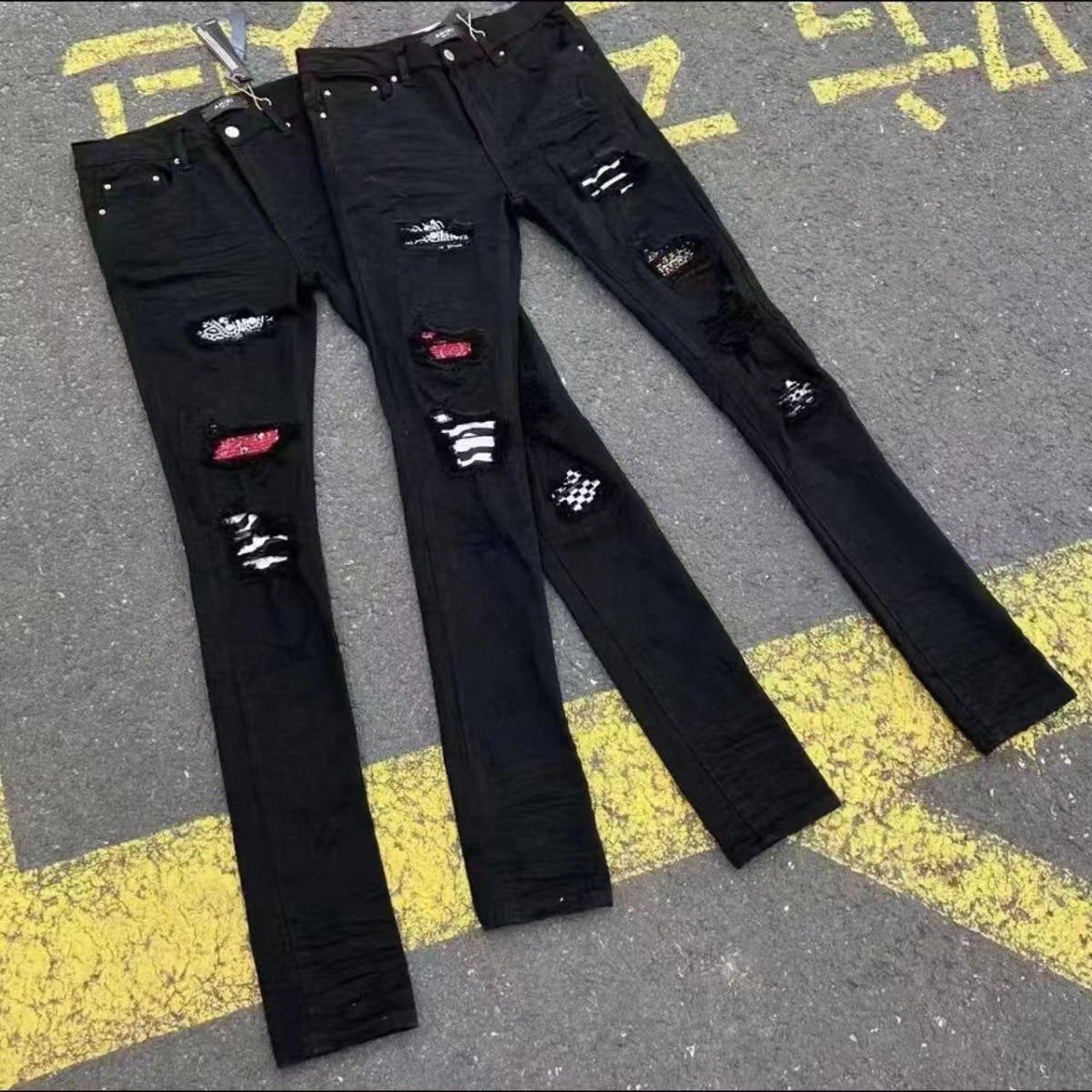 GMAM Heavy Craft Washed Distressed High Street Embroidered Unisex Jeans