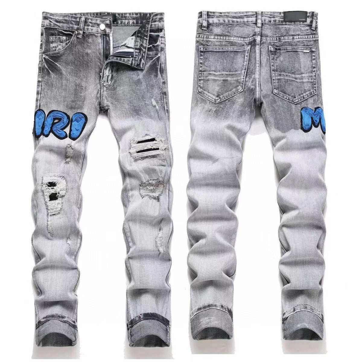 GMAM Heavy Craft Washed Distressed High Street Embroidered Unisex Jeans