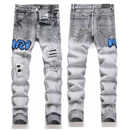 GMAM Heavy Craft Washed Distressed High Street Embroidered Unisex Jeans