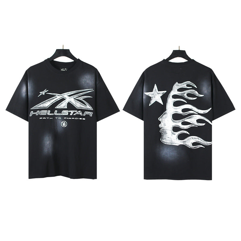 [2]2025 Summer New American Fashion Brand Male and Female Couples Wear plus Size Loose Pullover Short Sleeve T-shirt Youth Tee