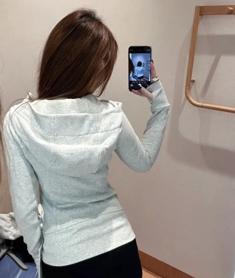 Lulu Same Style Scuba Women's Zipper Hooded Sweatshirt Autumn Winter Women's Outdoor Casual Warm Top Sports Jacket