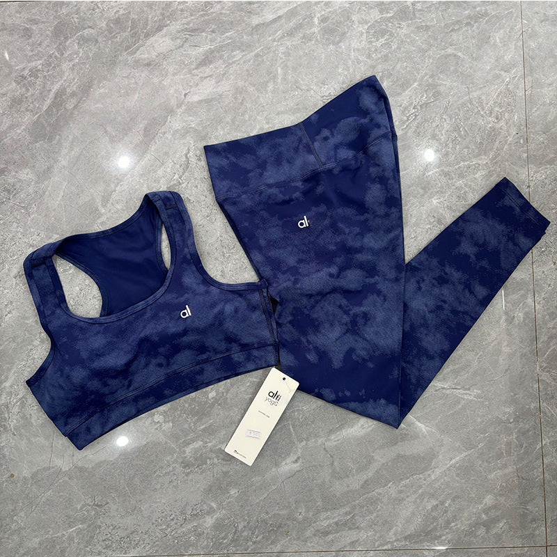 a-l Sports Fitness Wear Women's Yoga Sports Bra Camisole Style Underwear Elastic Beauty Back Tight-Fitting Tie-Dye Top