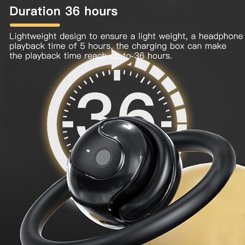 GMABCD JM13 Ows Hanging Earphones 5.4 Bluetooth , Air Conduction Wireless Bluetooth Earphone, Bluetooth BT 5.4 Low Latency, Open Ear Headphones IPX5 Waterproof and Noise Reducing Touch Sports Earphones