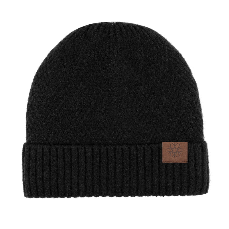 Winter Double Layer Fleece-lined Thickened Knitted Hat Women's Solid Color Wool Warm Windproof Earflaps Slipover Flanging Woolen Cap