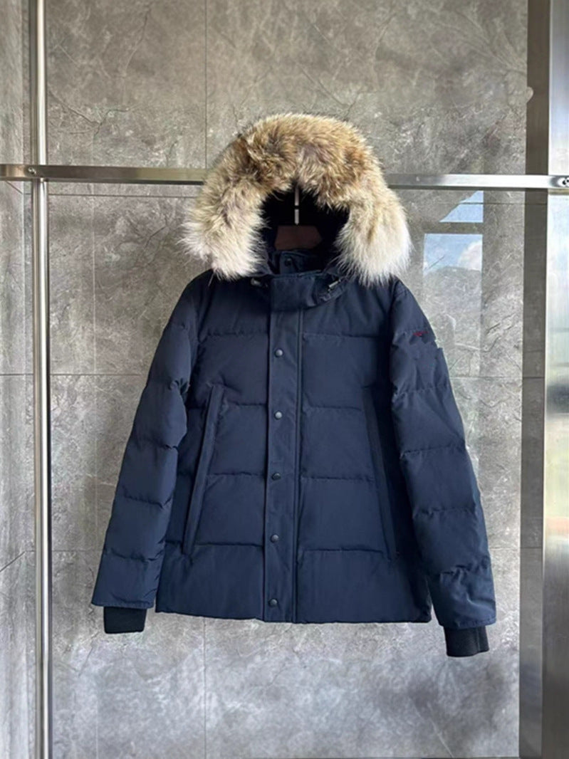 Wyndham 29 Big Goose down Jacket Winter Wolf Fur Thickened Men and Women Mid-Length Parka 3808ma